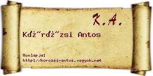 Körözsi Antos névjegykártya